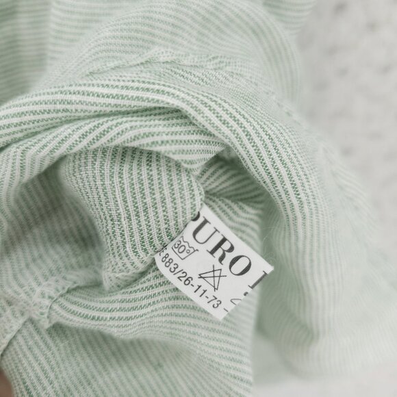 CASA MASTRO Positano 100% Linen Shirt Green Stripe Short Sleeve Size SMALL - Picture 6 of 7
